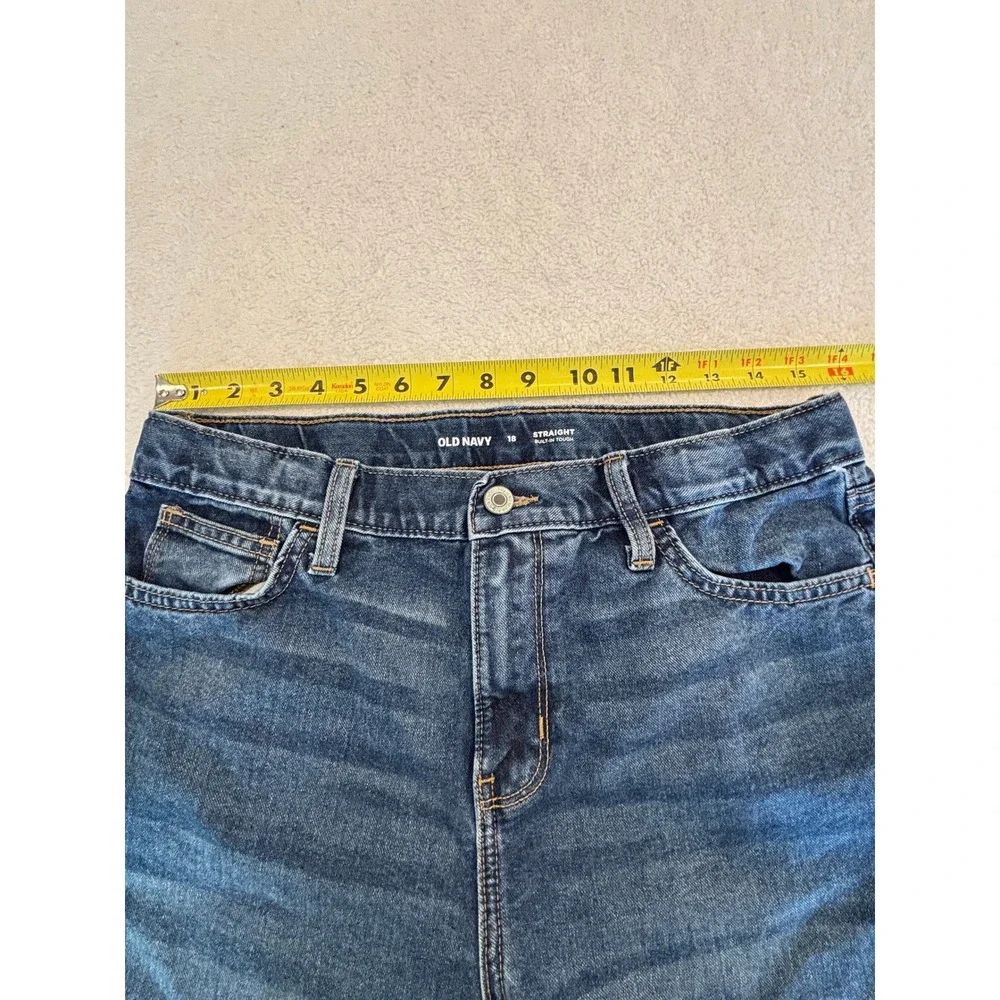 Old Navy Straight Built-In Tough Jeans Medium Wash Blue Denim Size 18 Boys